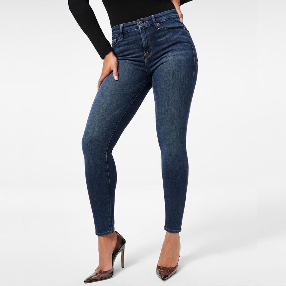 Good American Good Legs High Rise Skinny Stretch Jean Size 6/28 Whiskering